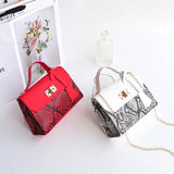 Snake Pattern Small Square Handbag Chain Messenger Bag