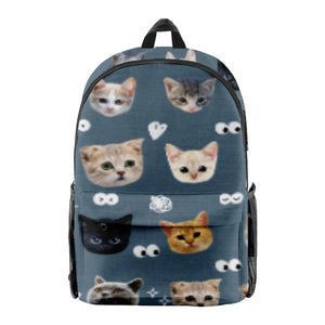 Foreign Trade Cat Cartoon Waterproof Cloth Zipper Backpack