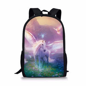 Forest Fantasy Horse Pattern Girls School Bags Teenagers Rucksack