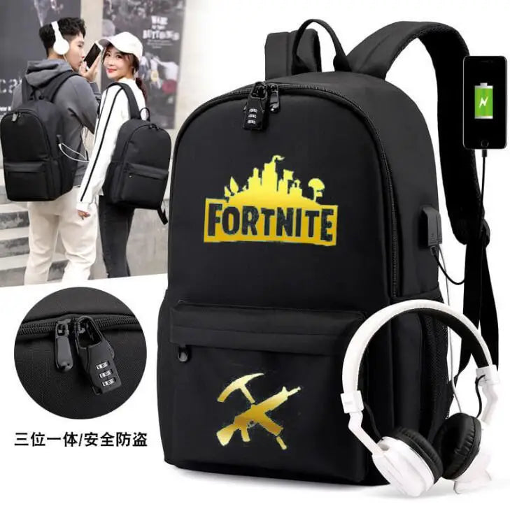 Fortnite Luminous School Bag Anti-Theft Waterproof Canvas Backpack