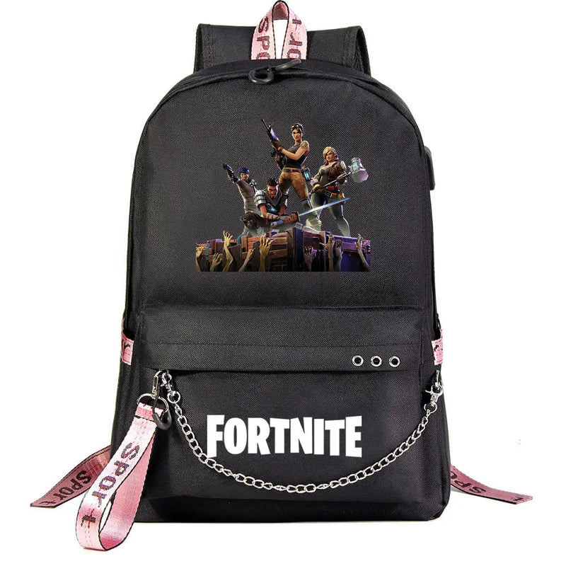 Fortnite Backpack for Teens, Luminous School Bag with USB Charging
