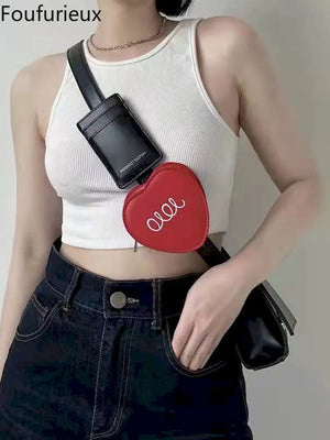 Foufurieux Korea Oblique Crossbody Bag Multi-purpose Shoulder Bag Heart Three-Pi