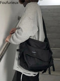 Foufurieux Messenger Bag Men Nylon Retro Outdoor Shoulder Crossbody Bag