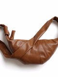 Foufurieux Vintage Sheepskin Underarm Bag Women Leather Chest Waist Bag