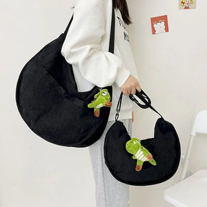 Vintage Corduroy Messenger Bag Women Clutch Shoulder Retro Solid Dumplings
