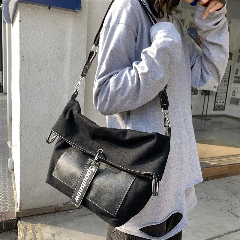 Foufurieux Canvas Tote Bag Women Large Capacity Shopper Bag Female Shoulder Bags