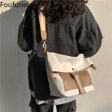 Foufurieux Canvas Tote Bag Women Large Capacity Shopper Bag Female Shoulder Bags