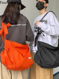 Big Capacity Canvas Shoulder Bag Y2K Grunge Style