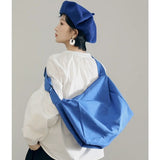 Foufurieux Canvas Square Shoulder Bag Retro Foldable Underarm Hobo Purse
