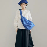 Foufurieux Canvas Square Shoulder Bag Retro Foldable Underarm Hobo Purse