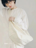 Foufurieux Canvas Square Shoulder Bag Retro Foldable Underarm Hobo Purse