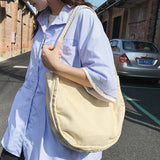 Foufurieux Canvas Bag Solid Retro Literature Large-capacity Tote