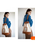 Foufurieux Large Capacity Canvas Cross Body Bucket Bag