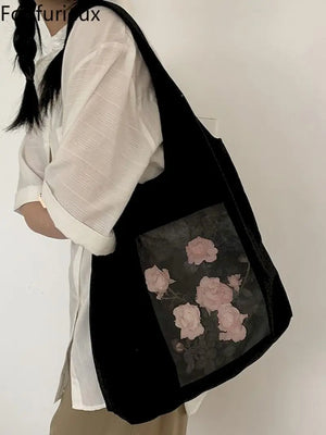 Foufurieux Canvas Shoulder Bag Large-capacity Literature and Art
