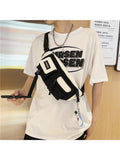 Foufurieux Canvas Fanny Pack Waist Bag Casual Shoulder Crossbody Chest Bags