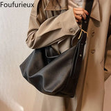 Foufurieux Casual Women Shoulder Bags PU Leather Hobo Bag