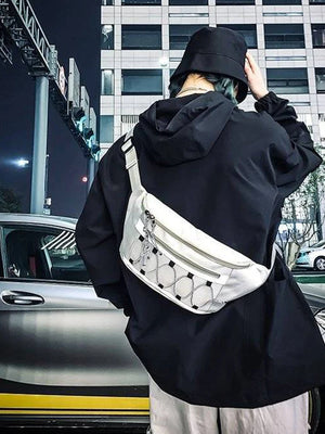 Canvas Crossbody Chest Bag Reflective Street Hip Hop Shoulder Pack Y2k