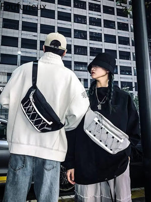 Canvas Crossbody Chest Bag Reflective Street Hip Hop Shoulder Pack Y2k
