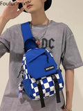 Plaid Ins Sports Student Shoulder Casual Messenger Bag