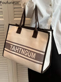 Foufurieux Retro Large Capacity Women's Casual Totes Bags Canvas Shoulder Bag