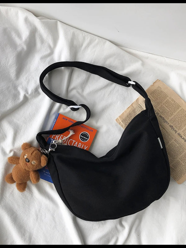 Canvas Crossbody Bags Women Shoulder Handbags Casual Purses Solid Bag