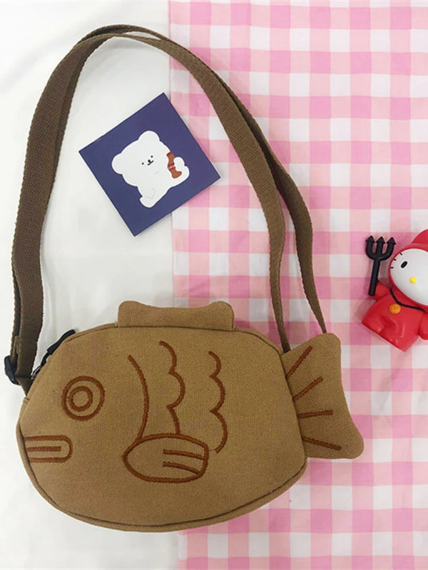 Foufurieux Cartoon Canvas Crossbody Bag for Women Harajuku