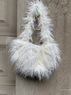 Faux Fur Women Shoulder Bags Soft Plush Female Purse Handbags