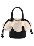 Foufurieux Drawstring PU Leather Bucket Bag- Women's Crossbody Handbag