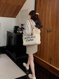 Canvas Tassel Tote Bags Women Handbag Embroidery Shoulder Bag