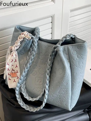 Foufurieux Summer Shoulder Bag Student Tote Bag Minimalist Printing