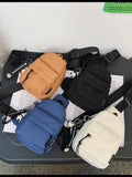 Foufurieux Canvas Fabric Unisex Chest Bag Shoulder Bags with Chain