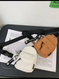 Foufurieux Canvas Fabric Unisex Chest Bag Shoulder Bags with Chain
