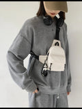 Foufurieux Canvas Fabric Unisex Chest Bag Shoulder Bags with Chain