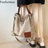 Canvas Handbag Women Large Capacity Tote Bag Commuting Shoulder Bag