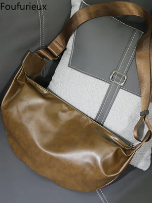 Foufurieux High Pu Leather Crossbody Bag Sports Large Capacity Dumpling Bag