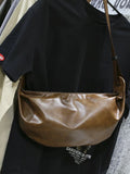 Foufurieux High Pu Leather Crossbody Bag Sports Large Capacity Dumpling Bag