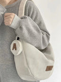 Foufurieux Corduroy Shoulder Bag Women Tote Large Capacity Zipper Handbag