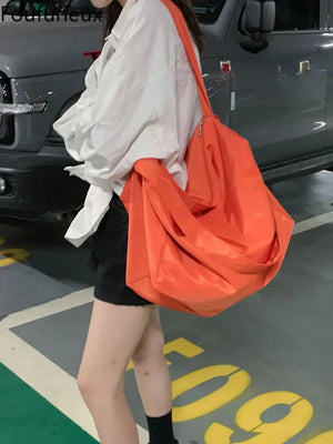 Canvas Messenger Bag Large Capacity Tote Orange Crossbody Bag