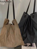 Foufurieux Geometric Pleated Canvas Shoulder Bag for Women