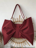 Foufurieux Female Canvas Shoulder Bag with Big Bow