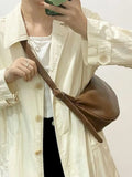 Foufurieux Half Moon Small PU Leather Zipper Crossbody Bags