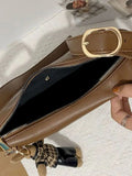 Foufurieux Half Moon Small PU Leather Zipper Crossbody Bags