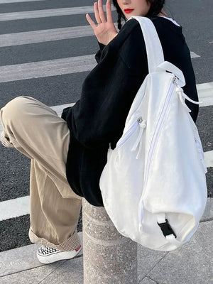 Foufurieux Japanese Canvas Backpack Large Capacity Schoolbag