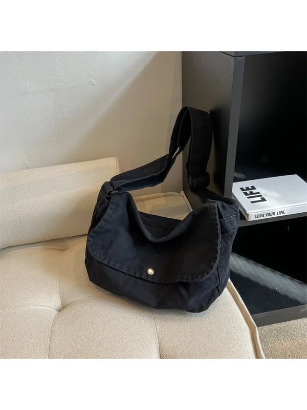 Foufurieux Japanese Casual Canvas Bag Messenger Bag Men Women Retro Shoulder Bag