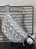 Foufurieux Retro Chessboard Chest Bag Women Japanese Versatile