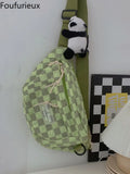 Foufurieux Retro Chessboard Chest Bag Women Japanese Versatile
