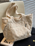 Foufurieux Women Casual Tote High Female Shoulder Solid Bags Large Capacity