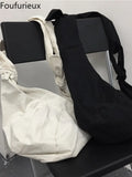 Foufurieux Lady Canvas Bag Dumpling Bag Shoulder Messenger Wide Strap