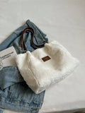 Foufurieux Large Tote Bag Women Faux Fur Big Shopper Winter Shoulder Side Bag