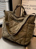 Large Capacity Tote Bags Women Shoulder Side Bag Space Cotton Shopper Shopping B